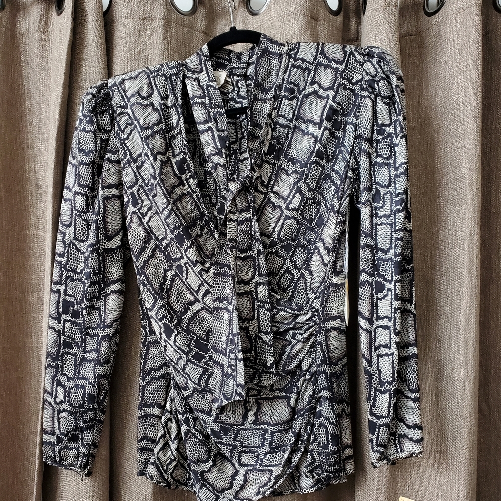 NWT Vintage Julie Francis geometric silk blouse